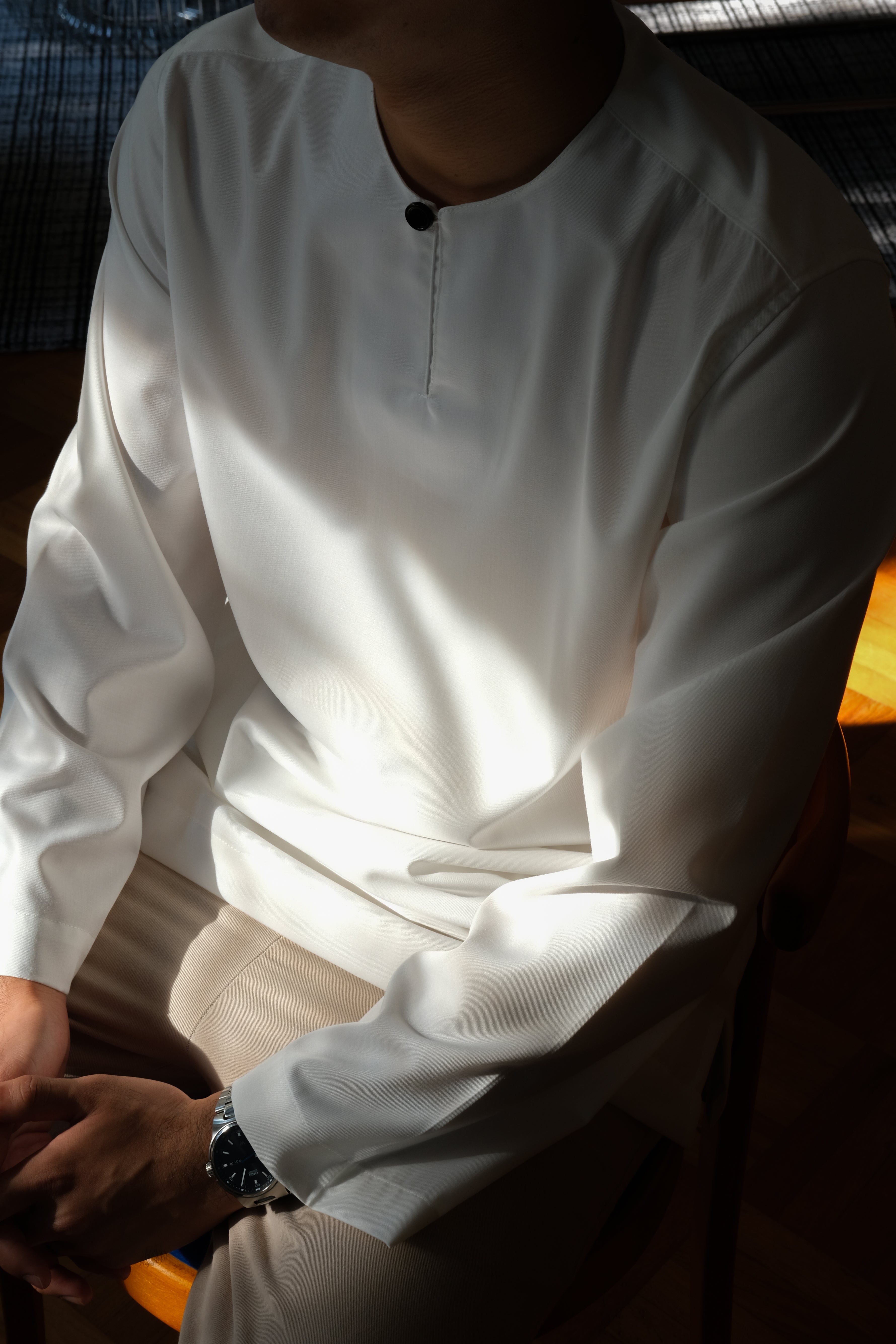 Long-sleeve Kurta in Off-white
